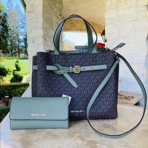 Michael Kors Emilia Large Satchel&wallet green